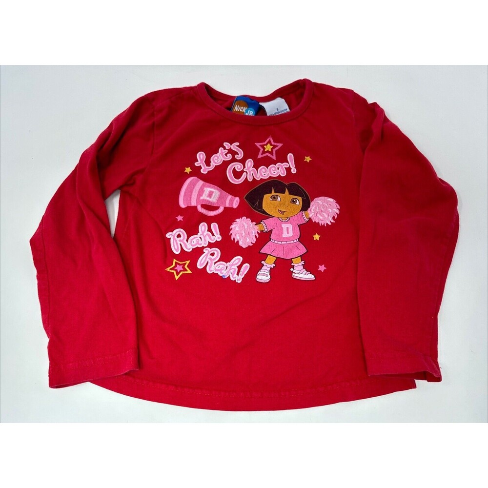 Vintage Dora The Explorer Long Sleeve TShirt Girls Size 6 Nick Jr Cheerleading